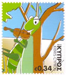 Cyprus stamps The Cricket Singing (self-adhesive) October 2012 issue